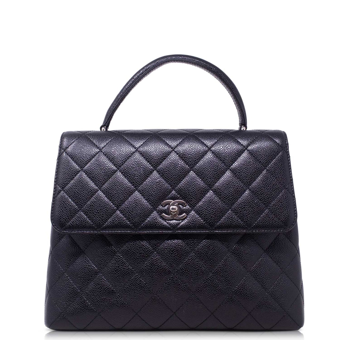 Chanel Kelly Caviar Nera Hw Silver