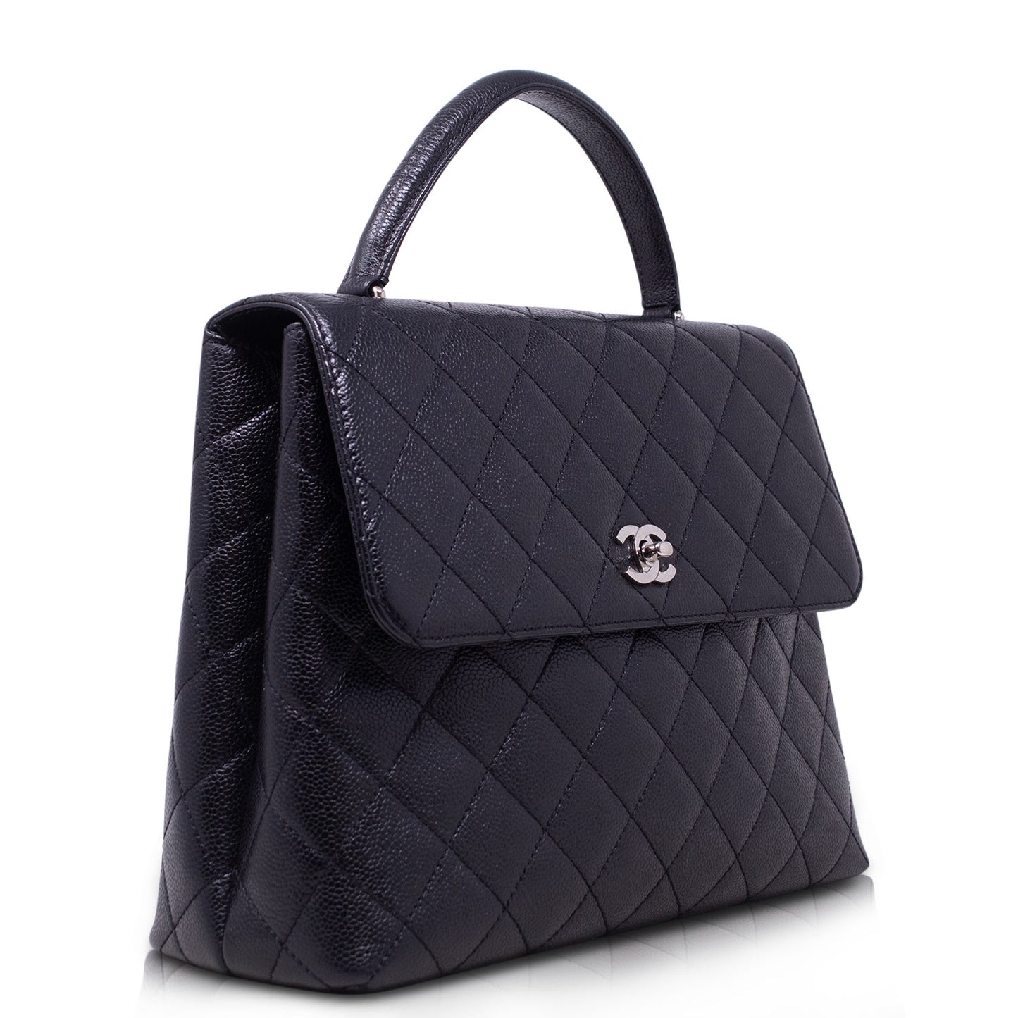 Chanel Kelly Caviar Nera Hw Silver