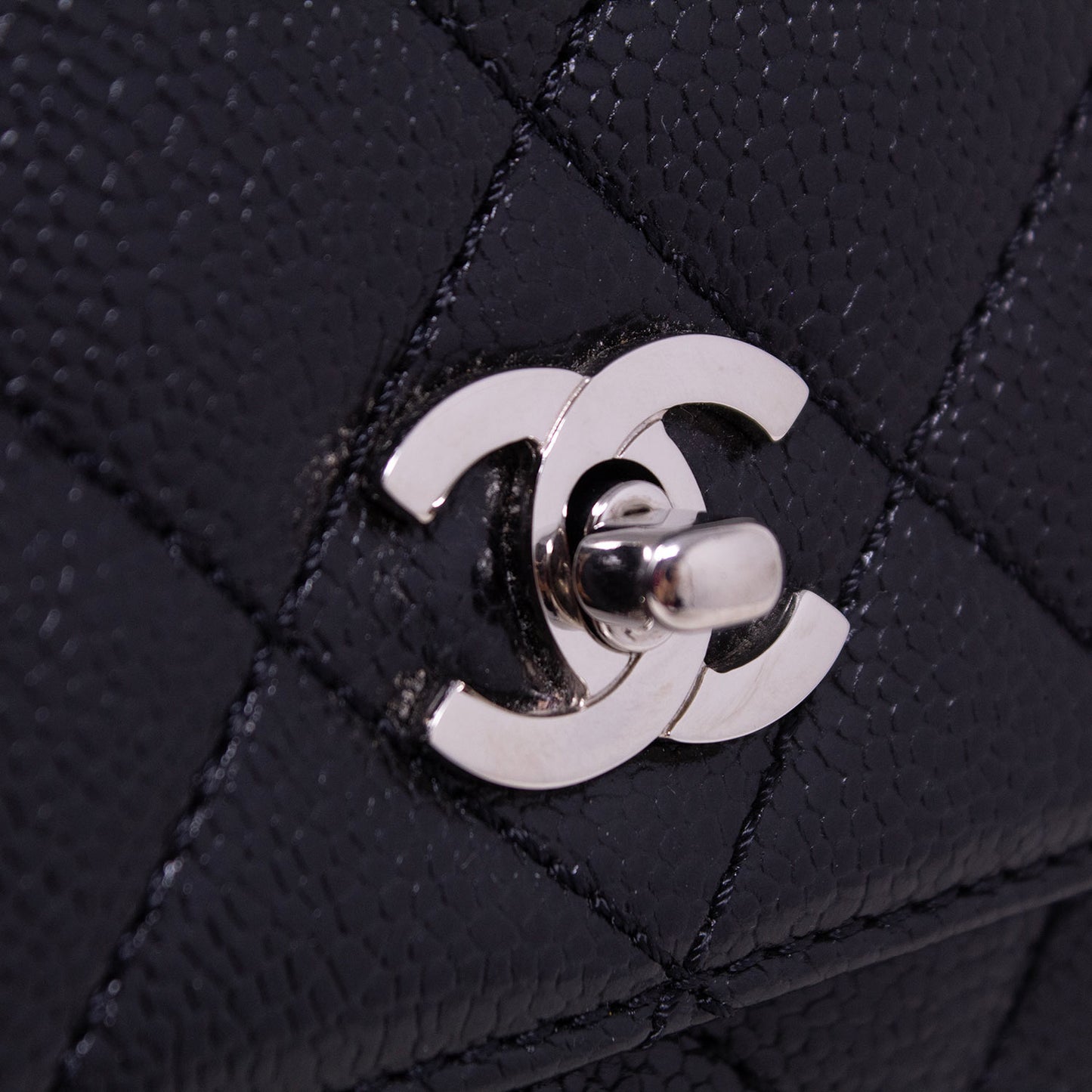 Chanel Kelly Caviar Nera Hw Silver