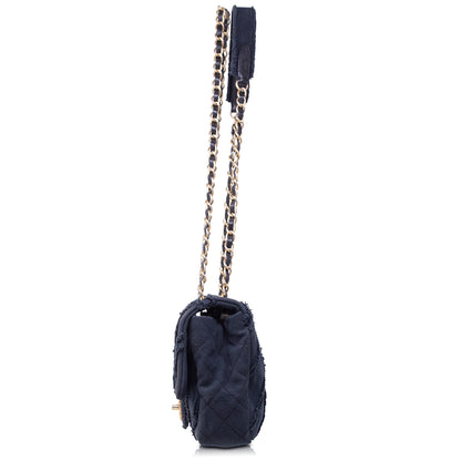 Chanel CC Media Patchwork Canvas Chevron blu