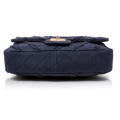 Chanel CC Media Patchwork Canvas Chevron blu