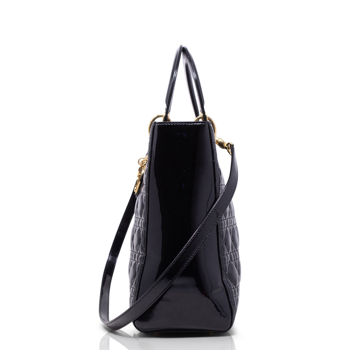 Dior Lady Grande Nera Vernice Hw Gold