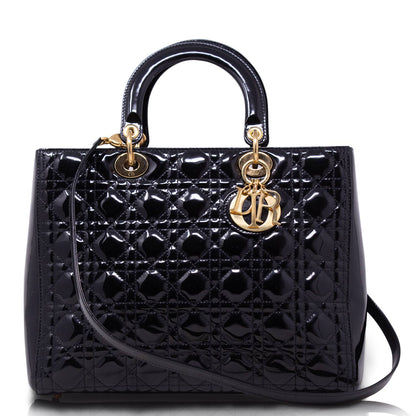 Dior Lady Grande Nera Vernice Hw Gold
