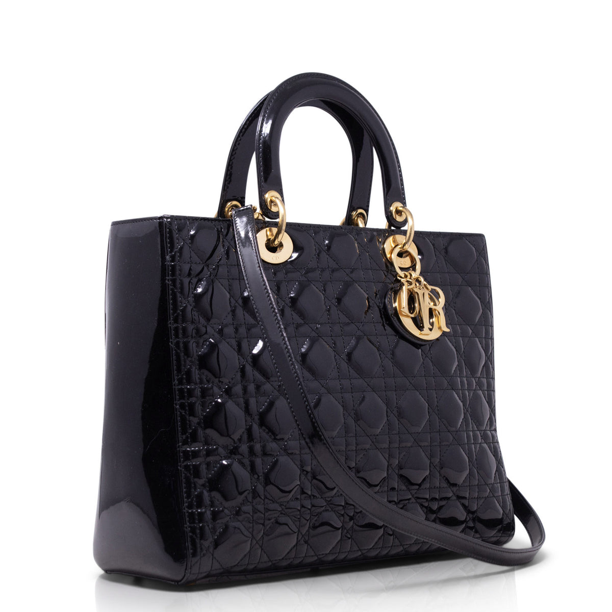 Dior Lady Grande Nera Vernice Hw Gold