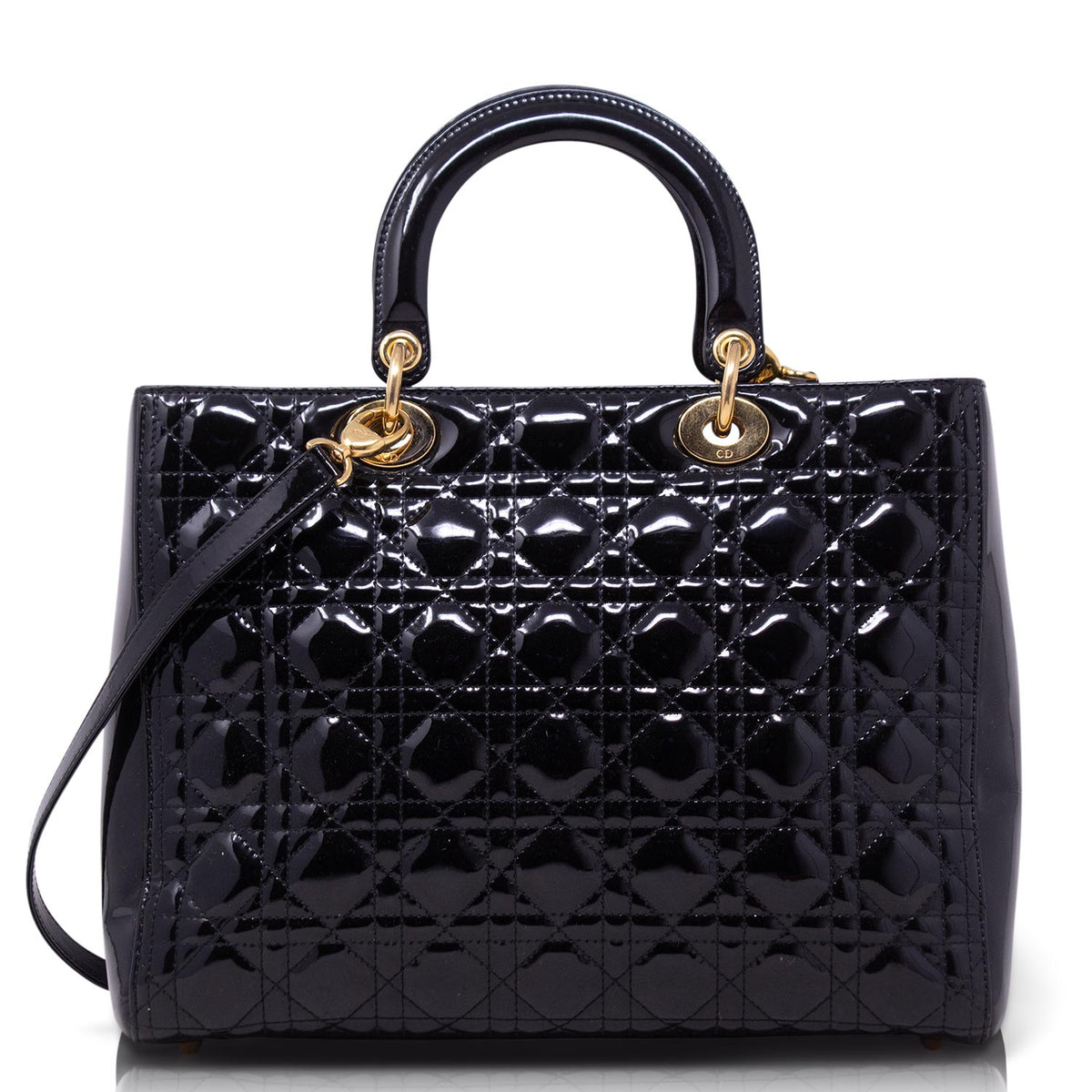 Dior Lady Grande Nera Vernice Hw Gold