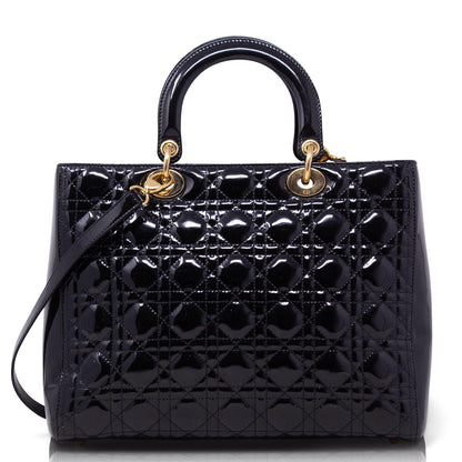 Dior Lady Grande Nera Vernice Hw Gold