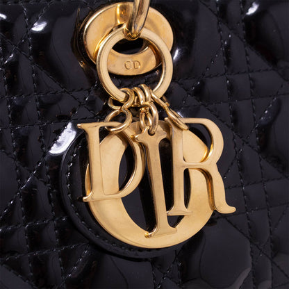 Dior Lady Grande Nera Vernice Hw Gold