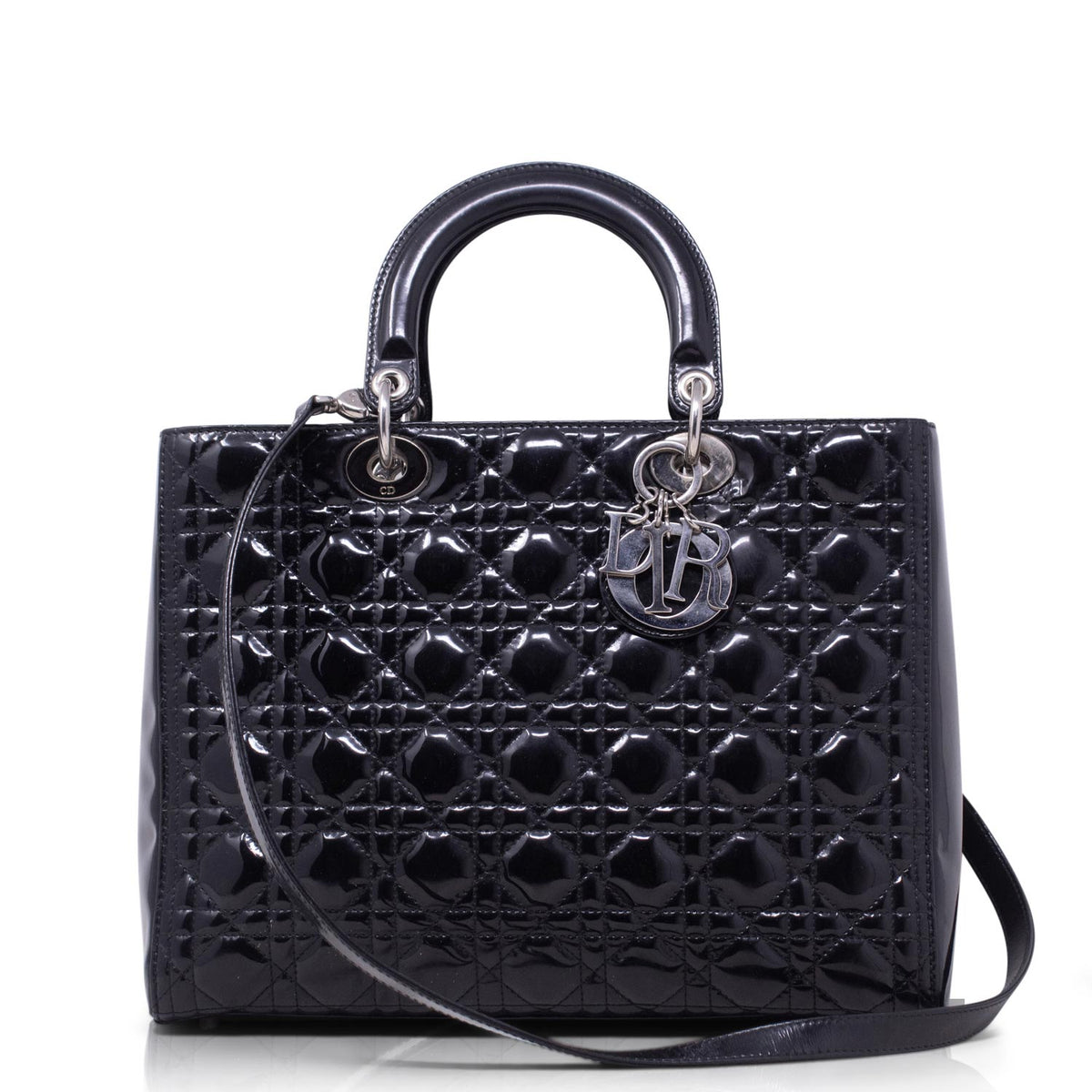 Dior Lady Grande Nera Vernice Hw Silver
