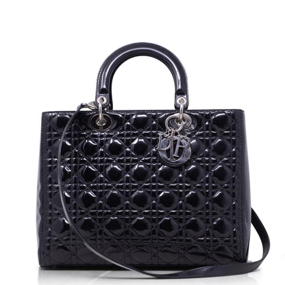 Dior Lady Grande Nera Vernice Hw Silver