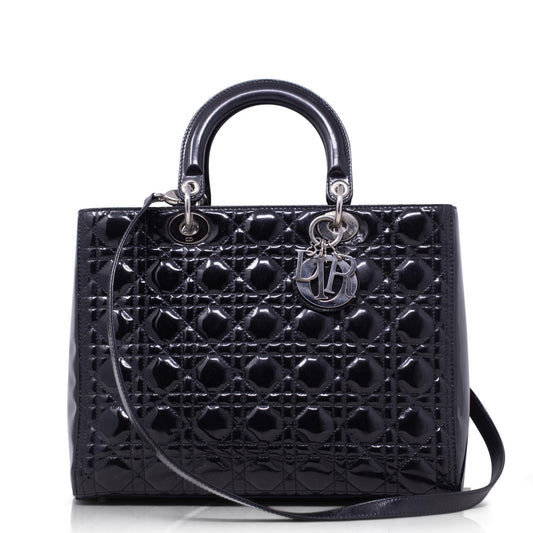 Dior Lady Grande Nera Vernice Hw Silver