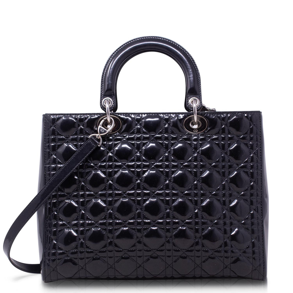 Dior Lady Grande Nera Vernice Hw Silver