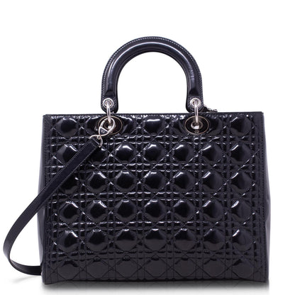 Dior Lady Grande Nera Vernice Hw Silver