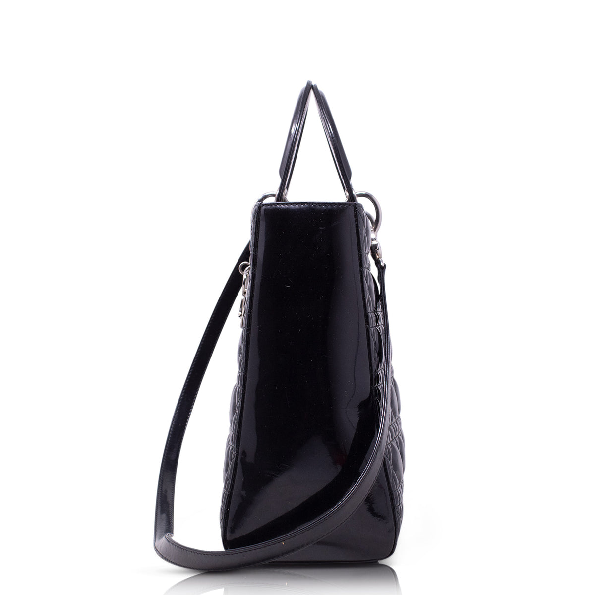 Dior Lady Grande Nera Vernice Hw Silver