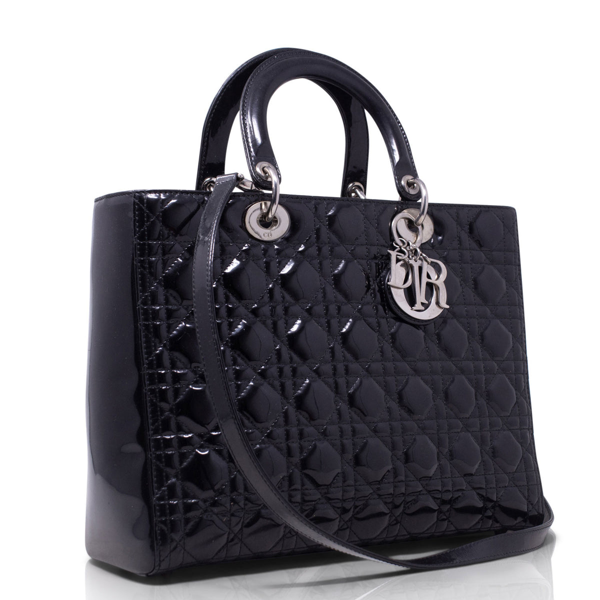 Dior Lady Grande Nera Vernice Hw Silver