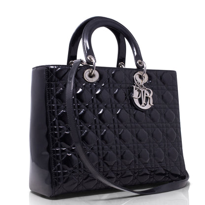 Dior Lady Grande Nera Vernice Hw Silver