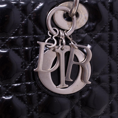 Dior Lady Grande Nera Vernice Hw Silver
