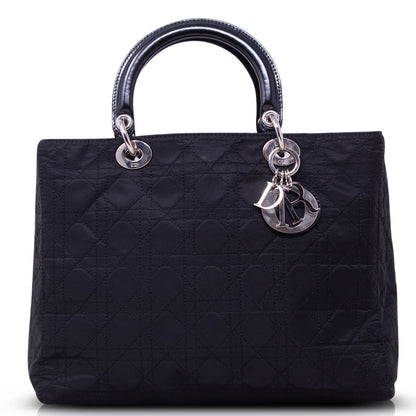 Dior Lady Grande Tessuto Nera Hw Silver