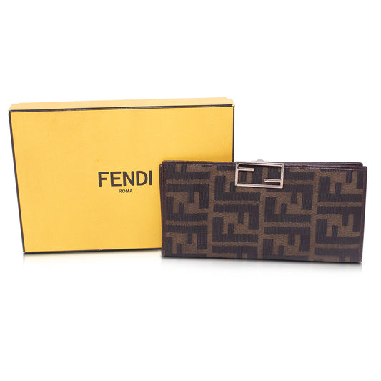 Fendi Portafoglio Long Wallet FF Zucca Tabacco