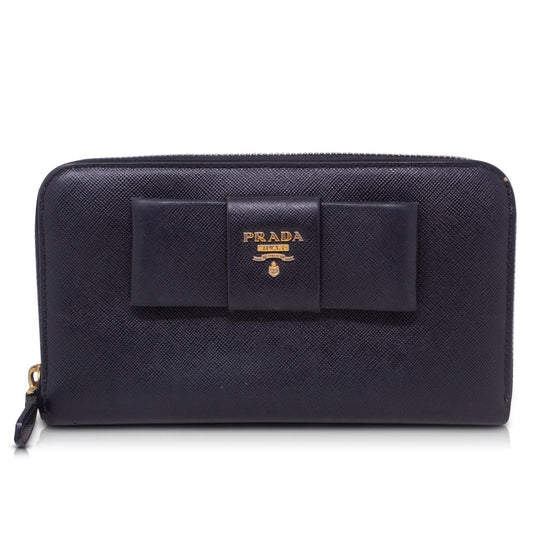 Prada Saffiano Black Zippy Wallet
