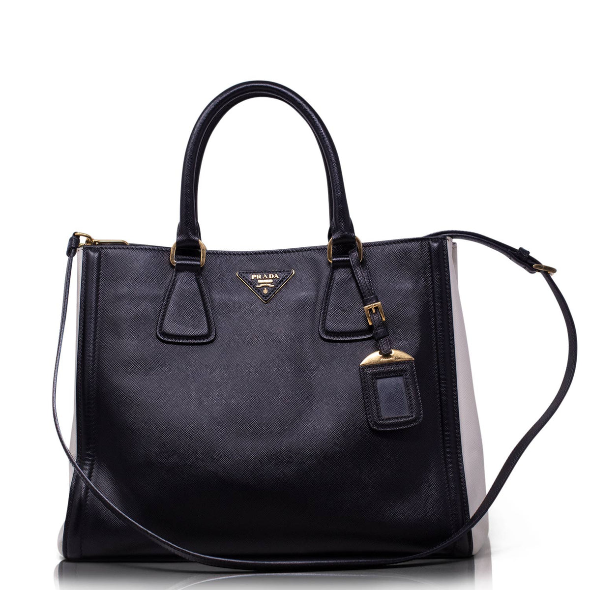 Prada Bicolor Black and White Saffiano Shopper