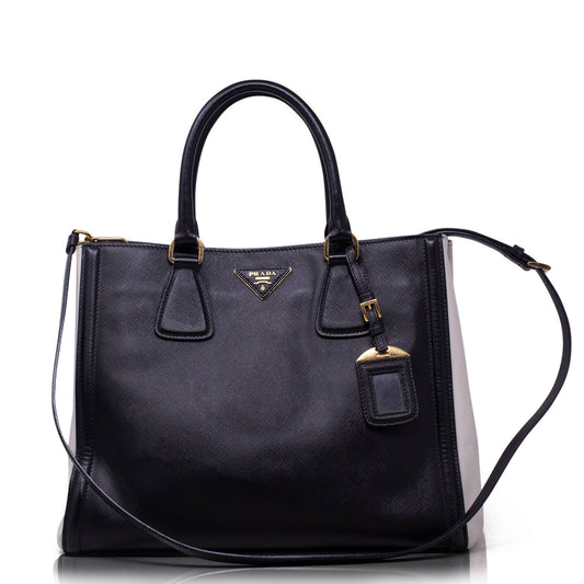Prada Shopper Saffiano Bicolor Nera e Bianca