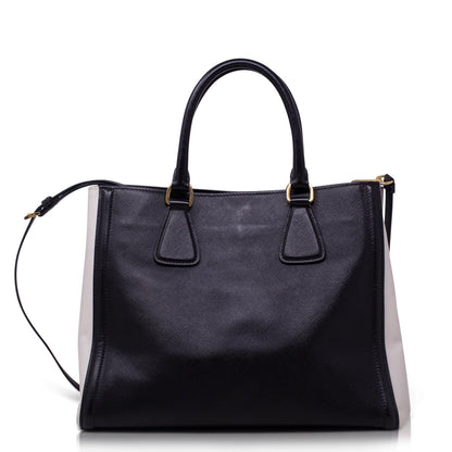 Prada Bicolor Black and White Saffiano Shopper