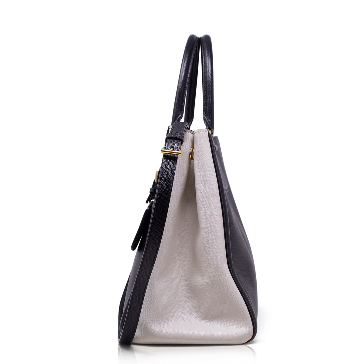 Prada Bicolor Black and White Saffiano Shopper