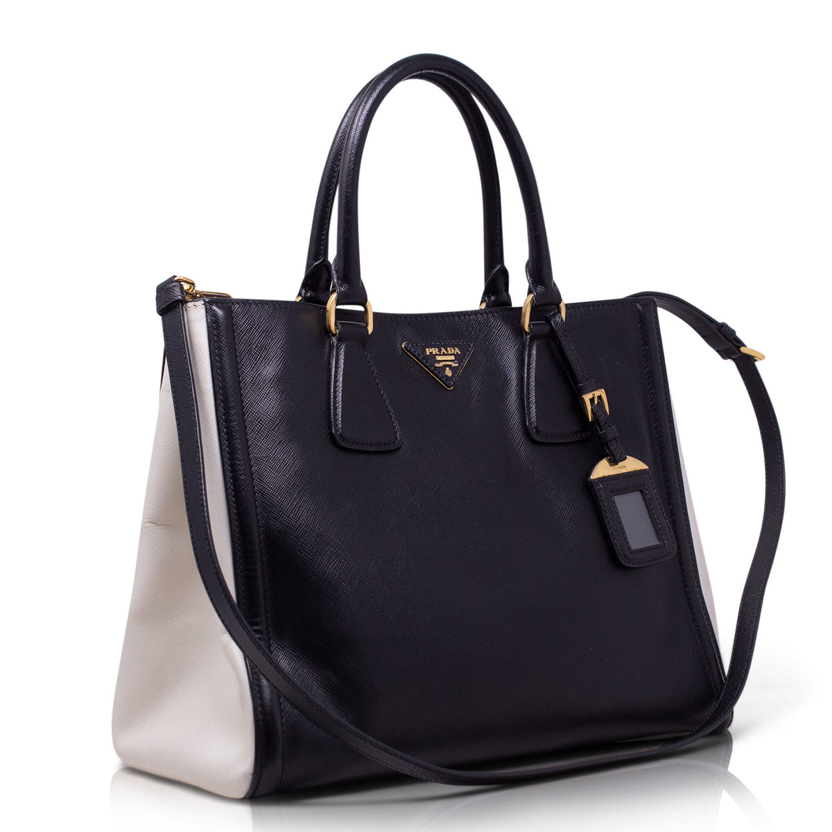 Prada Bicolor Black and White Saffiano Shopper