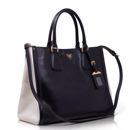 Prada Bicolor Black and White Saffiano Shopper