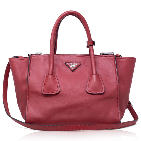 Prada Tote Glace Rosso Fuoco