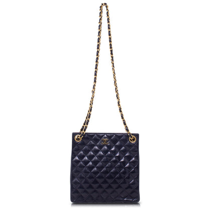 Chanel Quilted Tote Blue Vintage 