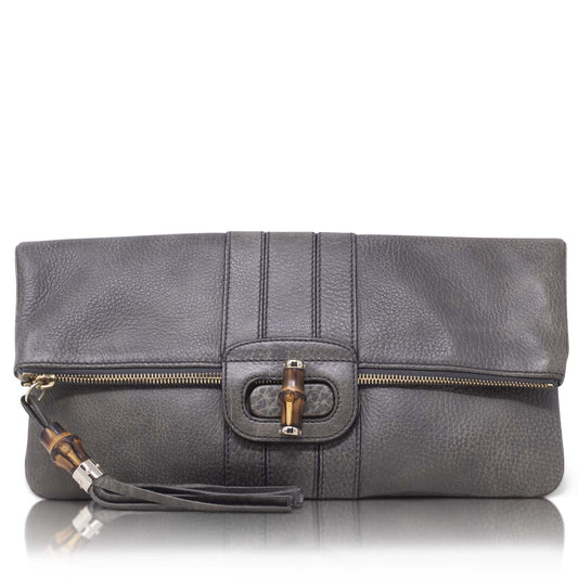 Gucci Lucy Bamboo Gray Clutch